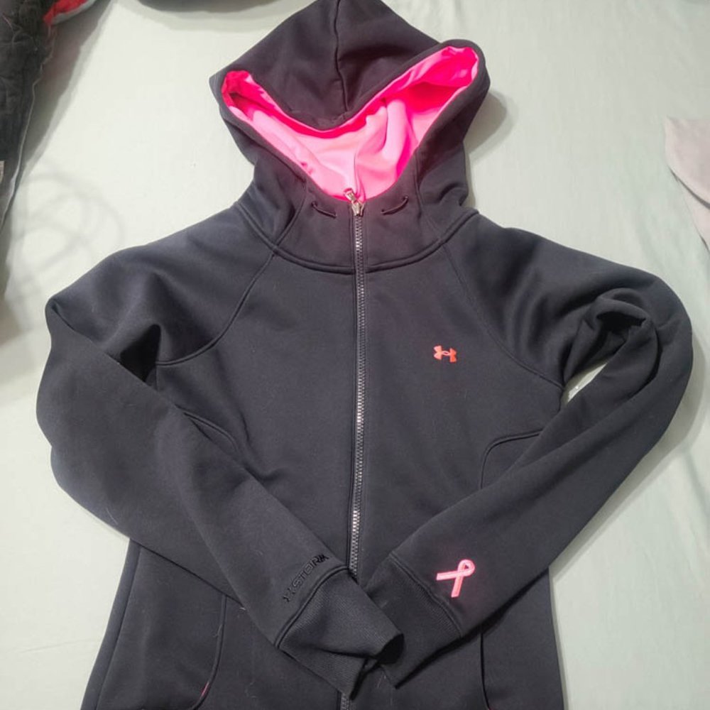 Pink and Black Under Armour Full Zip Hoodie